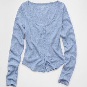 American Eagle Outfitters Light Blue Button-Down Shirt